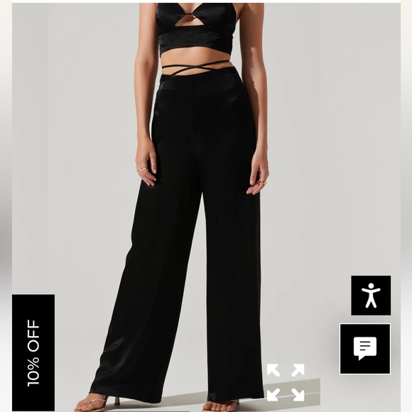 ASTR THE LABEL AMIAH SATIN TIE WAIST WIDE LEG PANTS - Picture 4 of 10